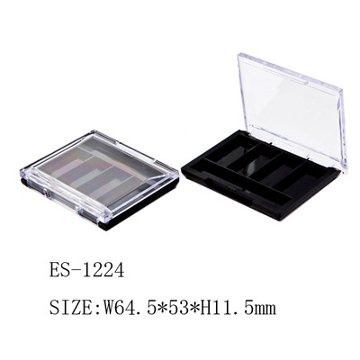 方形透明盖四色眼影盒 鼻影粉饼 带刷槽化妆品包材